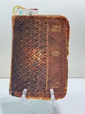 Vintage 1940’s Oxford Bible Scofield Reference Edition Oxford Leather Worn Aged